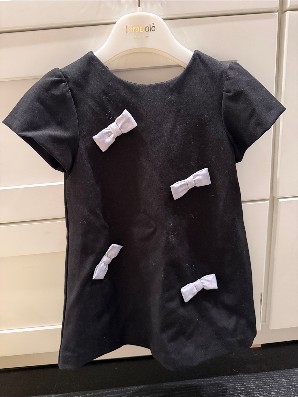 Zara Black Girls' Dress with Purple Bow Accents